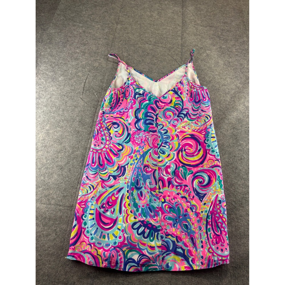 Lilly Pulitzer Silk Slip Dress Womens Medium Multicolor Paisley V-Neck Lined